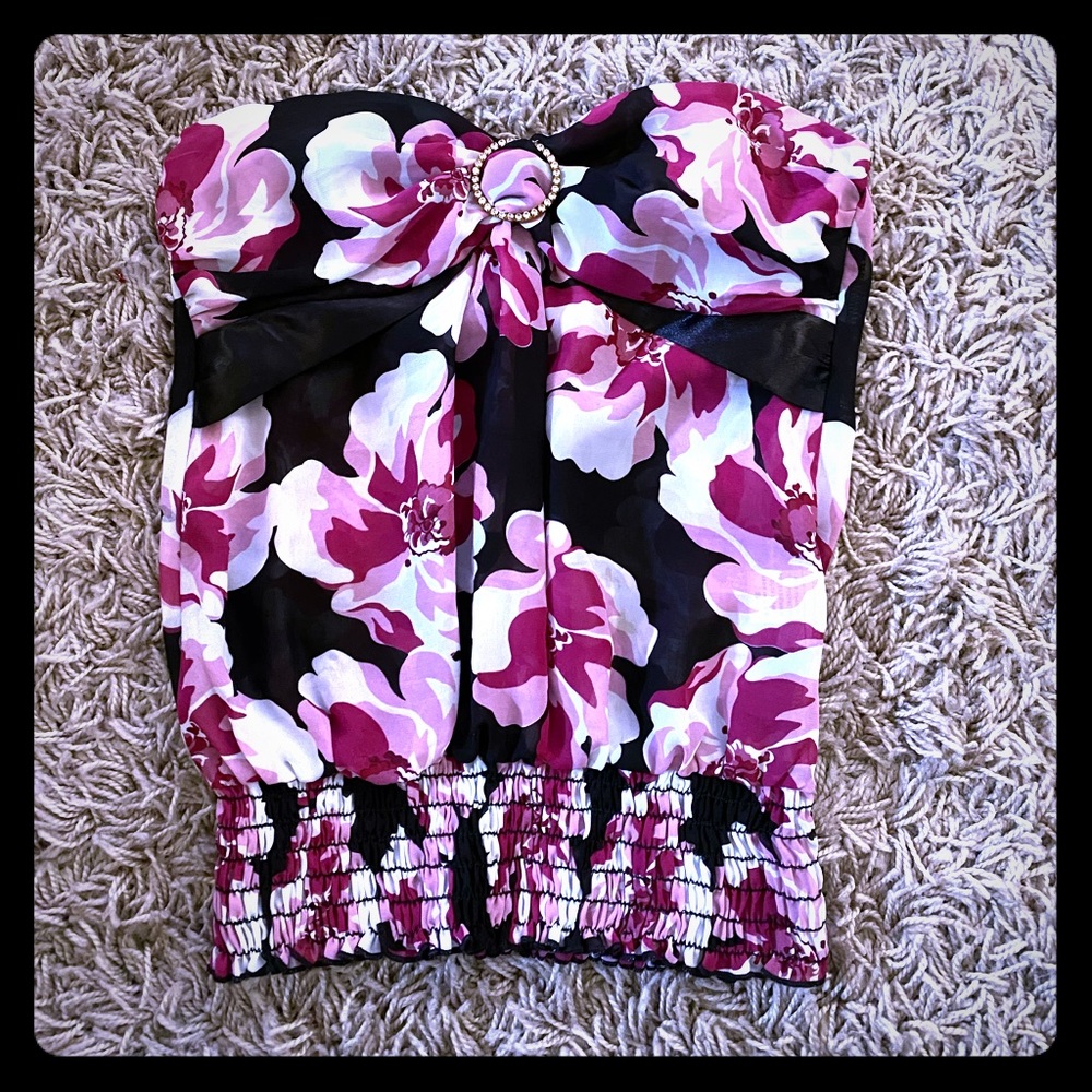 Strapless Floral Top